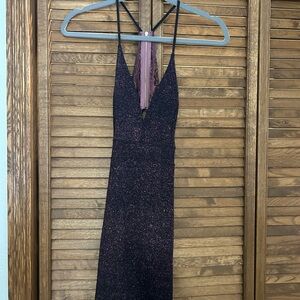 Windsor Black Sparkle Backless Dress